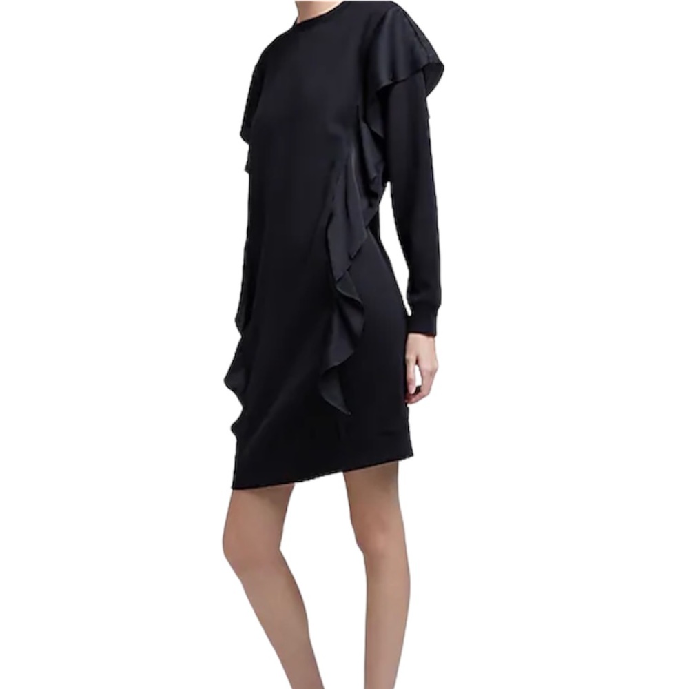 ❗️NWT❗️EXPRESS Black Oversized Ruffled Sweatshirt Dress